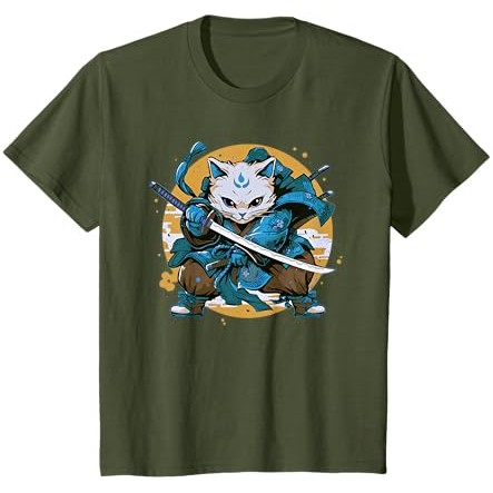 Kaos Grafis Pedang Katana Samurai Kucing Ninja Jepang |2YmQtwJJ|