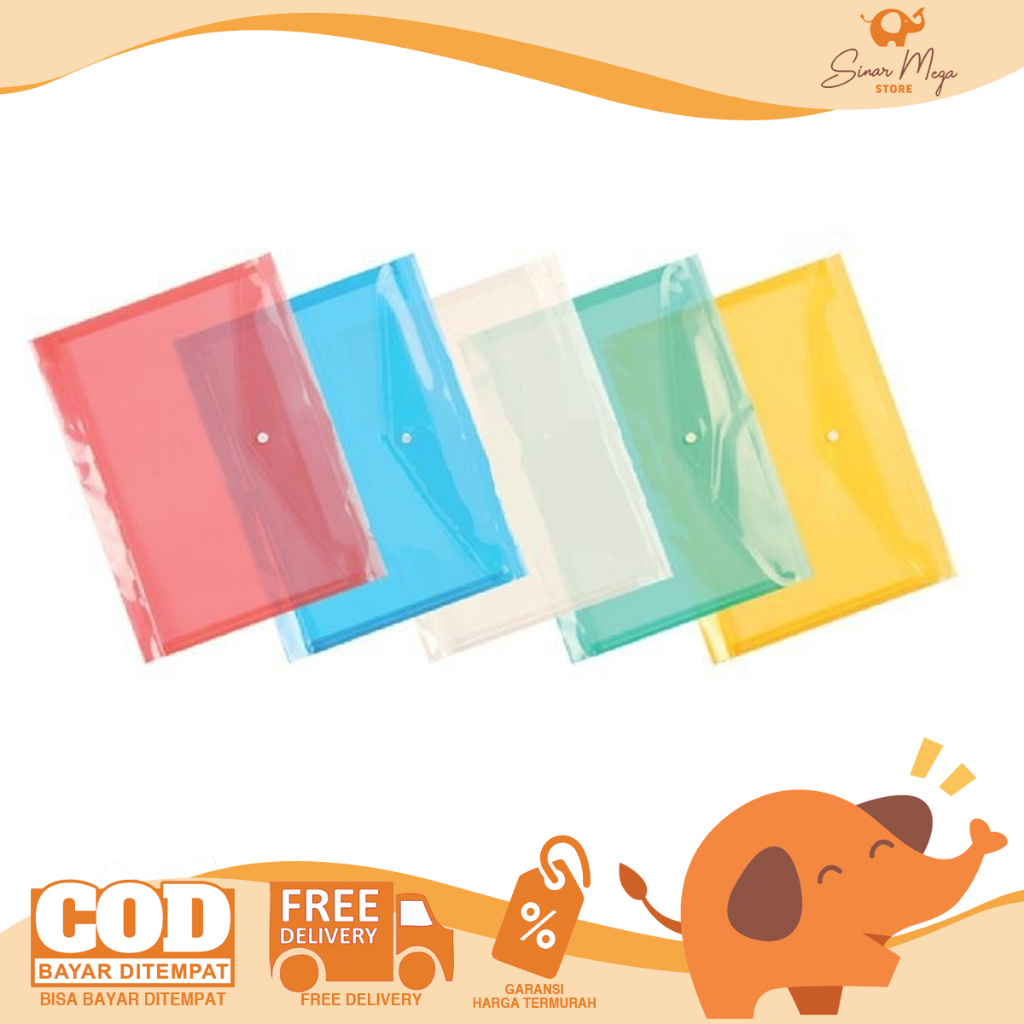 

Map Kancing Clear Plastik Varian Warna-Warni Murah