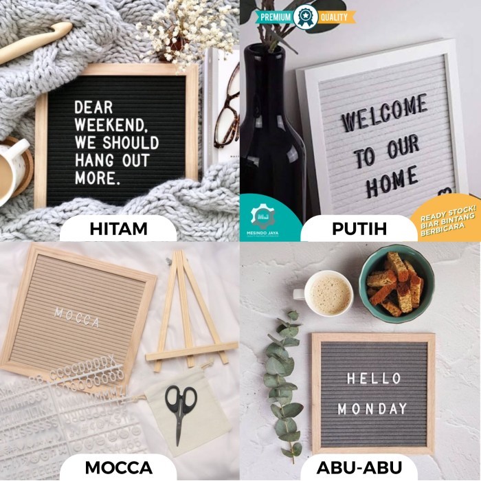 

Lengkap! 1 Set Felt Letter Board / papan huruf cafe, papan nama bayi