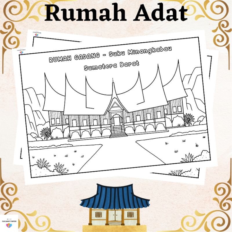 

KERTAS MEWARNAI / KERTAS GAMBAR / RUMAH ADAT / KERTAS MEWARNAI ANAK PAUD SD TK / A4