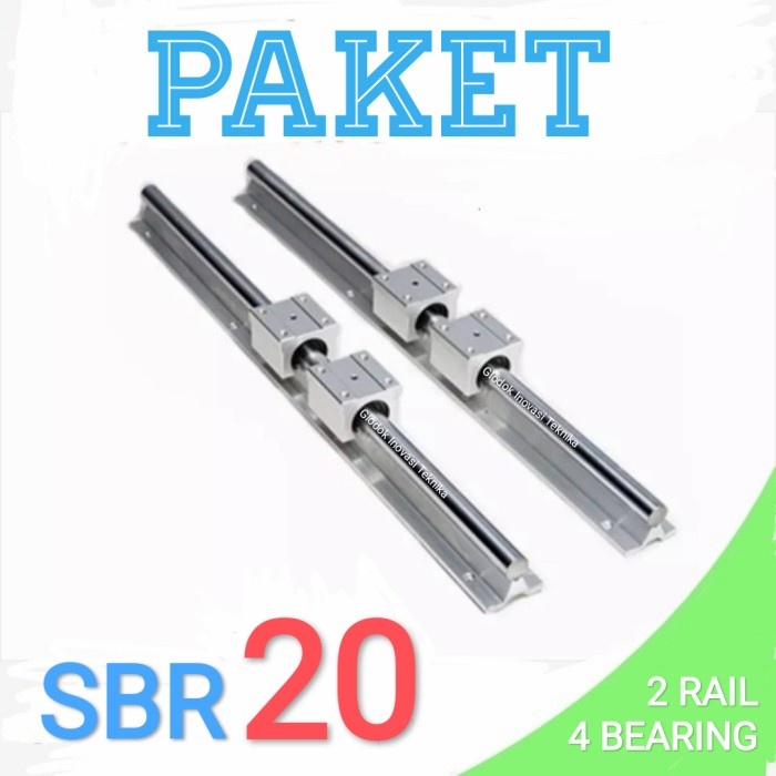 Terbaru Paket Set Rail Guide Linear Sbr20 Sbr 20 Shaft + 4 Block Sbr20Uu
