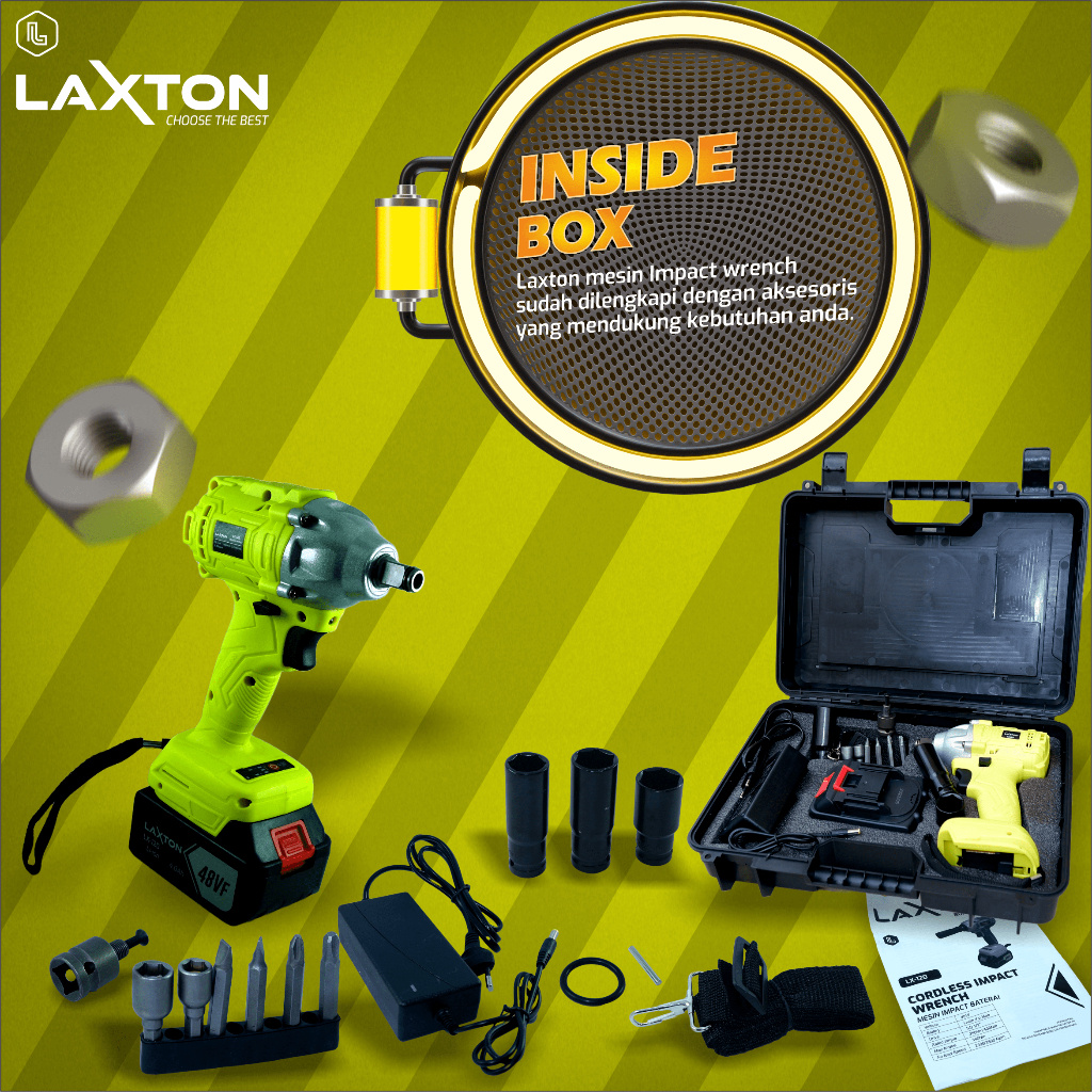 READY LAXTON LX120 Mesin pembuka baut ban impact wrench brushless cordless baterai MURAH