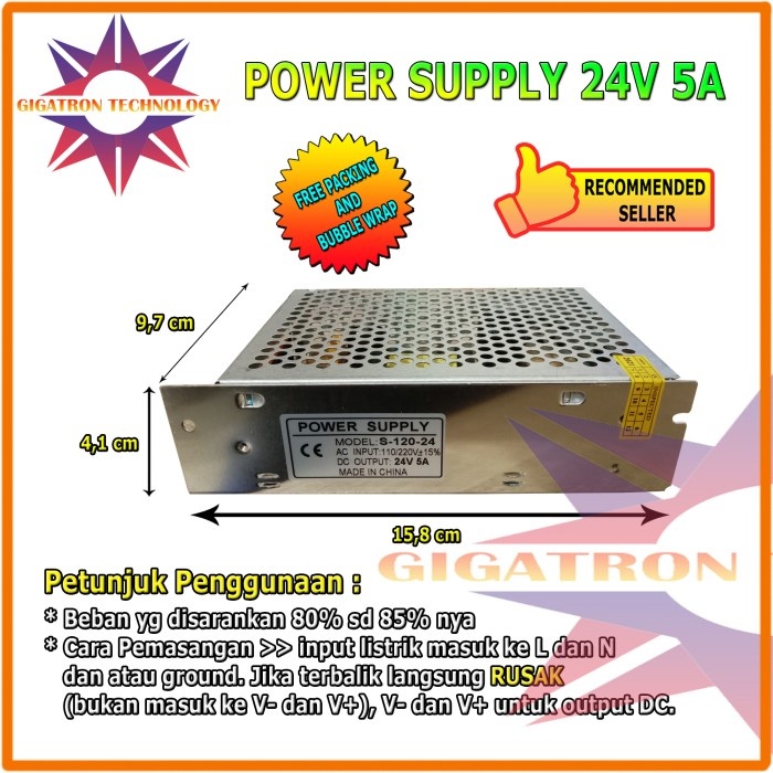 POWER SUPPLY 24V 5A SWITCHING POWER SUPPLY 24V 5A HIGH QUALITY JARING