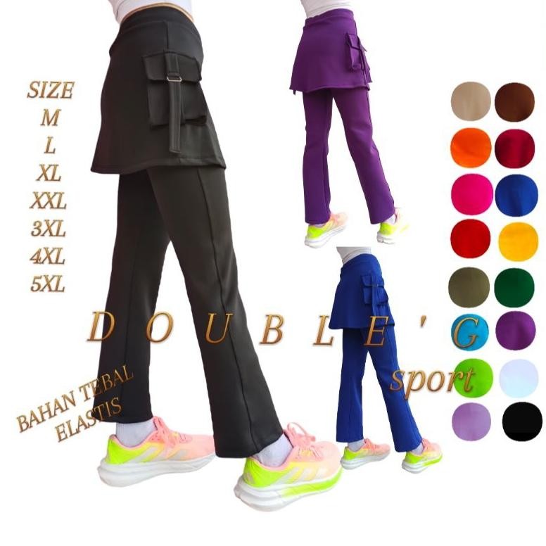 Big Sale [Promo Celana Rok Senam]Celana Panjang Rok Kantong/Celana Rok Olahraga Wanita/Celana Rok Sp