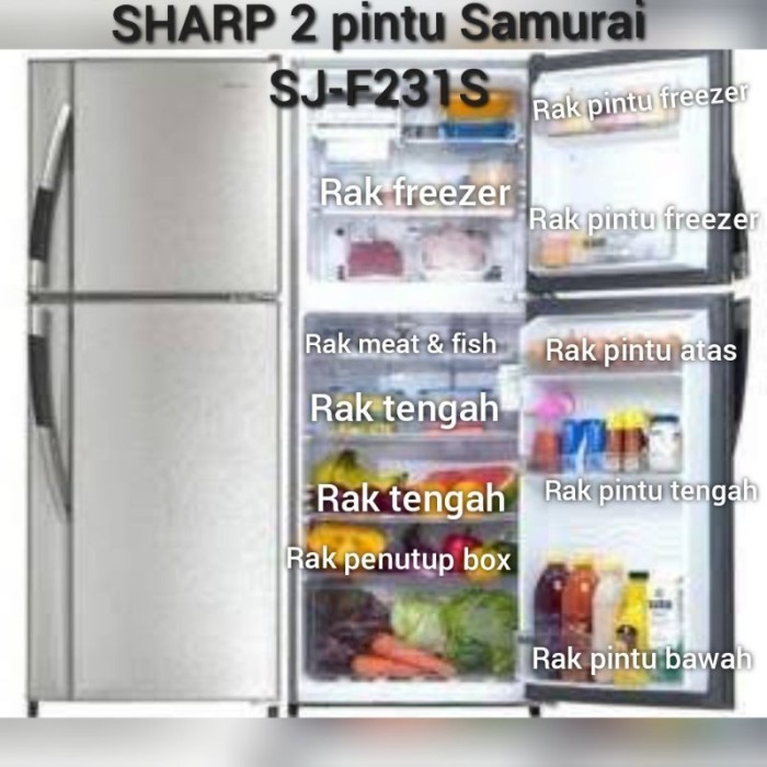 RAK KULKAS SHARP 2 PINTU SAMURAI MODEL SJ-F231S