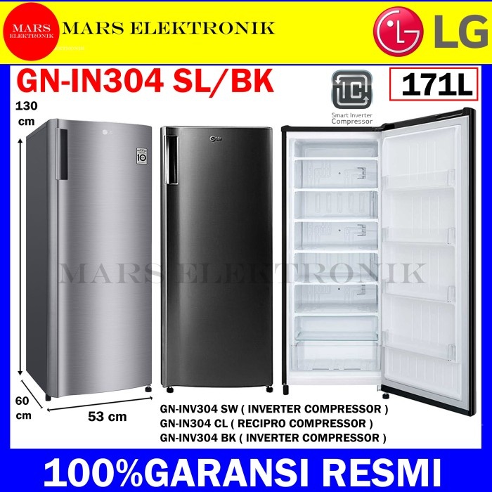 KULKAS FREEZER LG 6 RAK INVERTER GN-INV304 SL/ KULKAS FREEZER LG