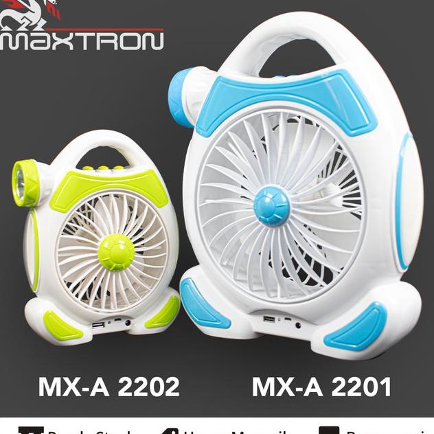 Kipas Angin Portable Multifungsi Lampu Emergency Dan Senter Maxtron