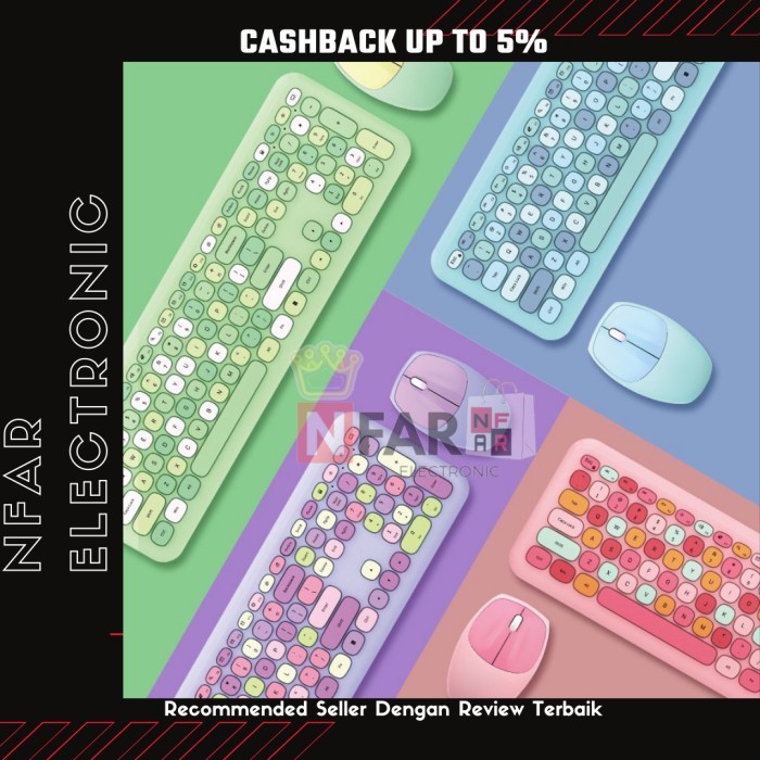 Keyboard Mouse Wireless Combo Karakter Lucu Unik Keyboard Fashion