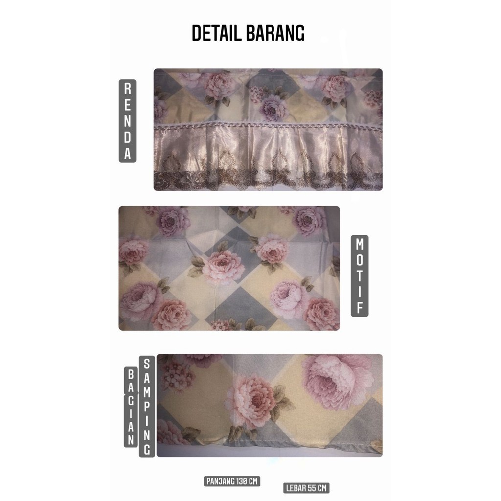 TUTUP KULKAS RENDA TAPLAK KULKAS VINTAGE TEBAL SARUNG KULKAS COVER