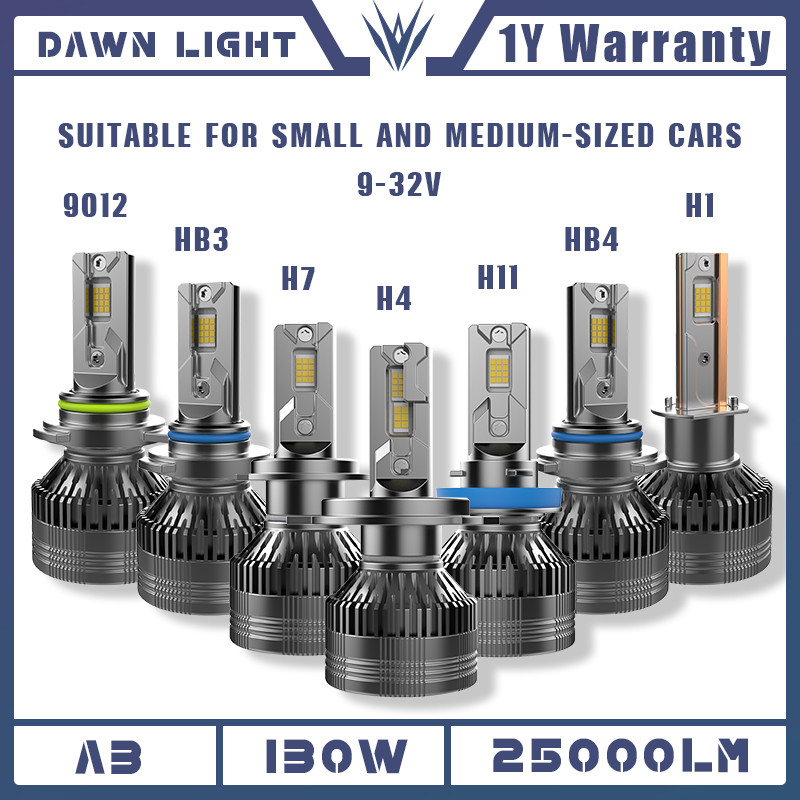 Dawn Light 130W/pasang 25000LM  Lampu Depan Mobil LED  A3 H4 H7 H11 9005 Bohlam Lampu Depan Mobil