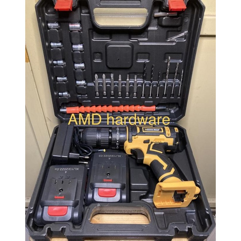 Nagawa Ncd2113Y Mesin Bor Beton Tembok Cordless Impact Drill Set 13Mm