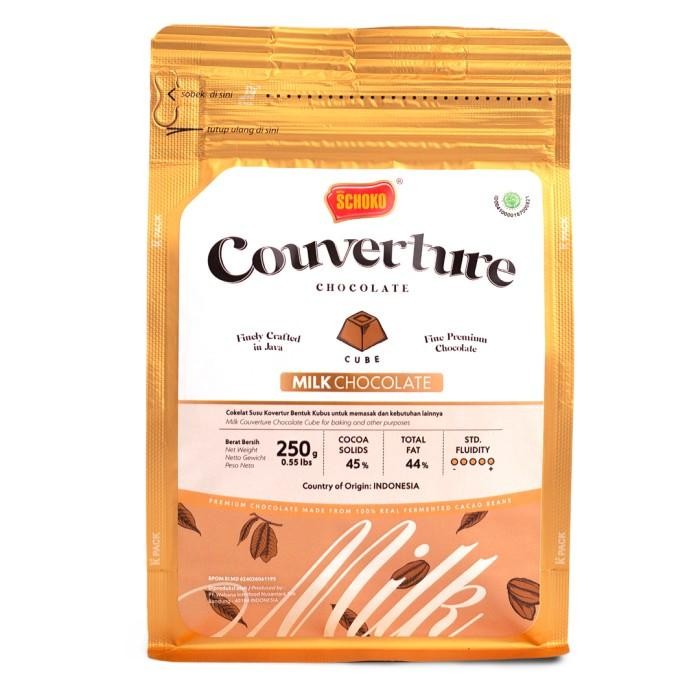 

SCHOKO Milk Chocolate Couverture Cube - 250 Gr / Coklat Kovertur Dadu Kualitas Terbaik