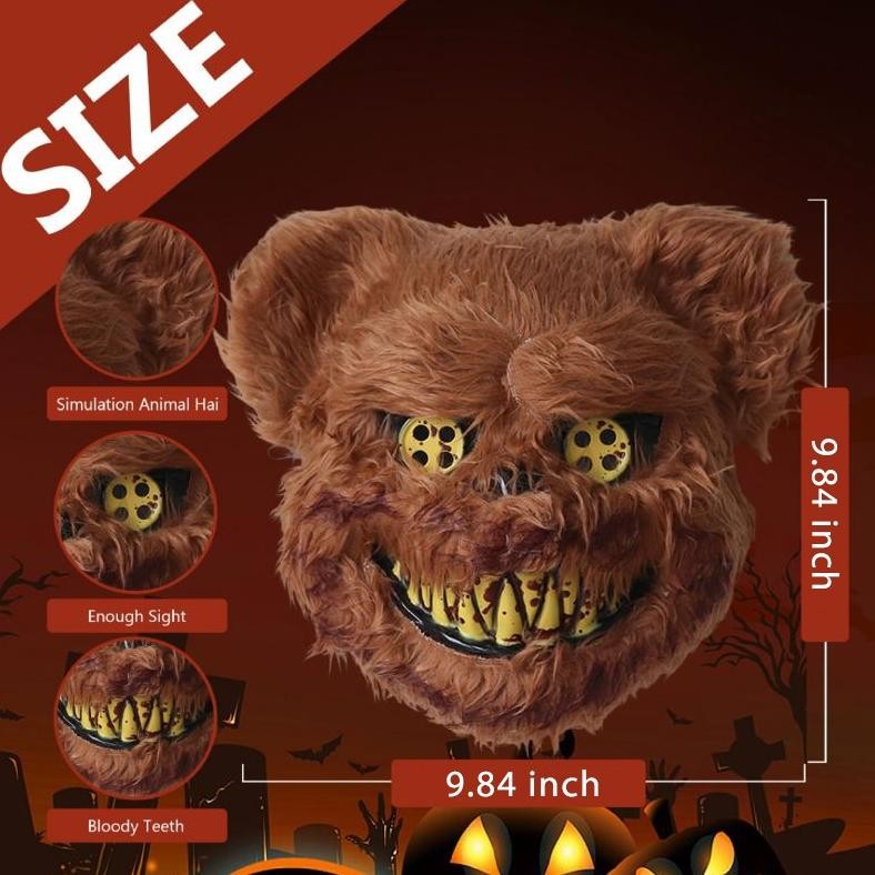 ween Topeng Beruang Seram Kostum Halloween Berdarah Monster Seram Halloween TERLARIS