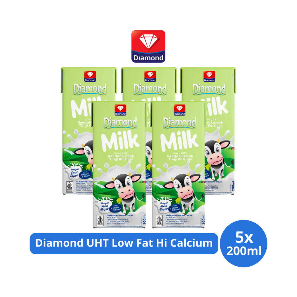 

Diamond Milk Susu UHT Low Fat Hi Calcium 200ml x 5 pcs