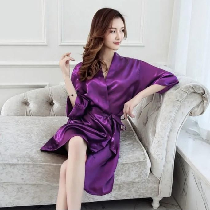 PIYAMA SEXY SATIN IMPORT BAJU DASTER KIMONO SET TANKTOP PREMIUM BIG L21T