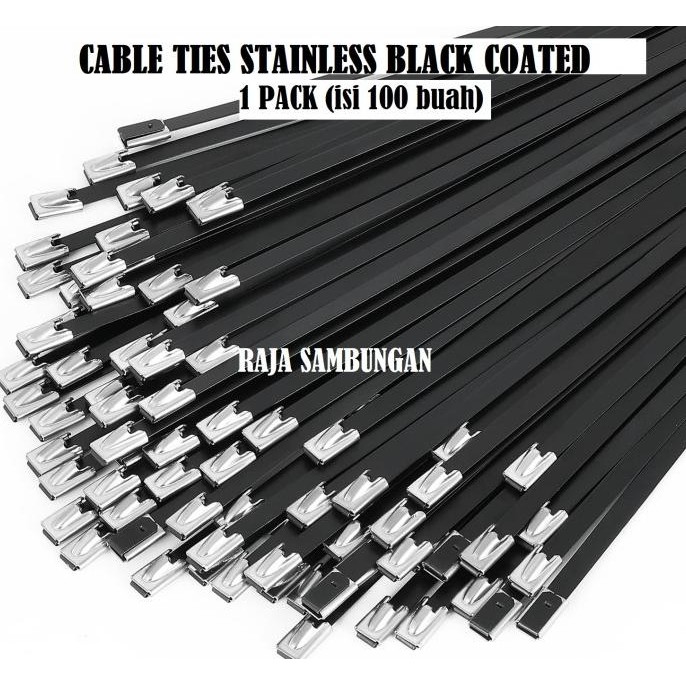 

BEBAS ONGKIR - Perpack Kabel Tis Stainless Black Coated 4.6 x 200 mm Ties Anti Karat