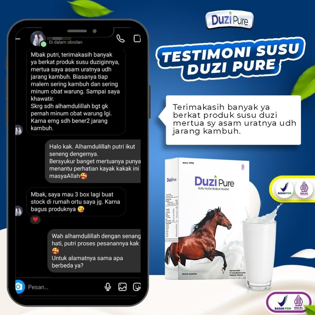 

et-98 Duzi Pure - Susu Kuda Lombok Bubuk 200 Gram 1 Box Berkualitas