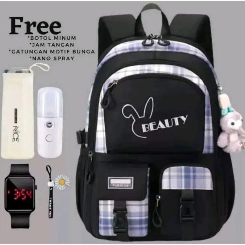 Diskon Tas Ransel Anak Perempuan Kuromi Bags Tas Sekolah Anak Free Botol Minum Nano Spray Jam Murah