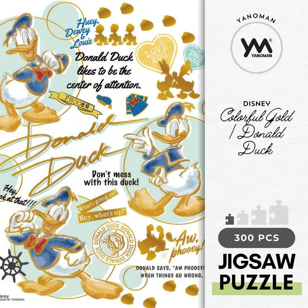 Yanoman 42-97 Colorful Gold / Donald Duck 300 PCS Jigsaw Puzzle