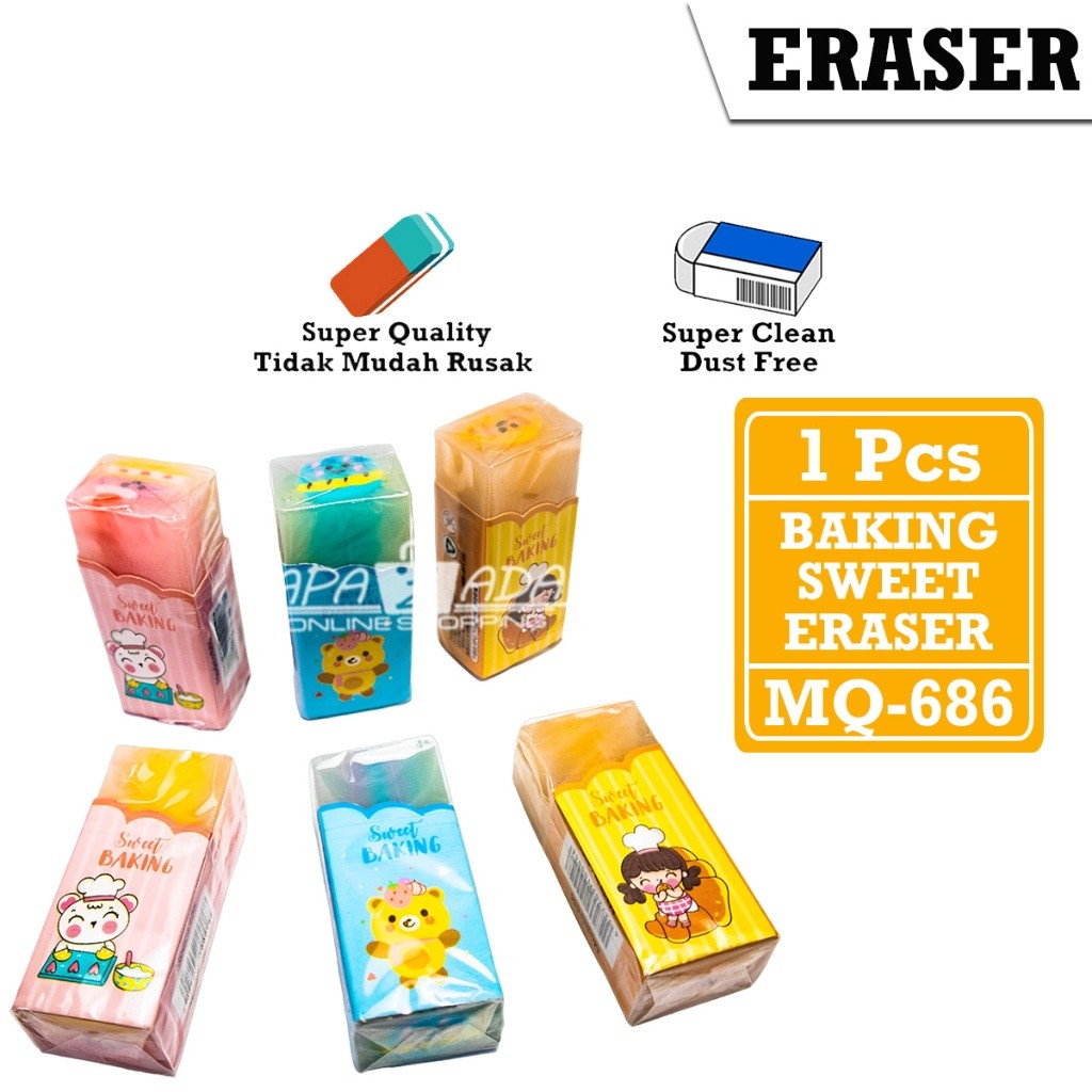 

Apazada - Penghapus Pensil Murah Satuan [1 Pcs Penghapus] / Hapusan Sweet Baking / Eraser Pensil