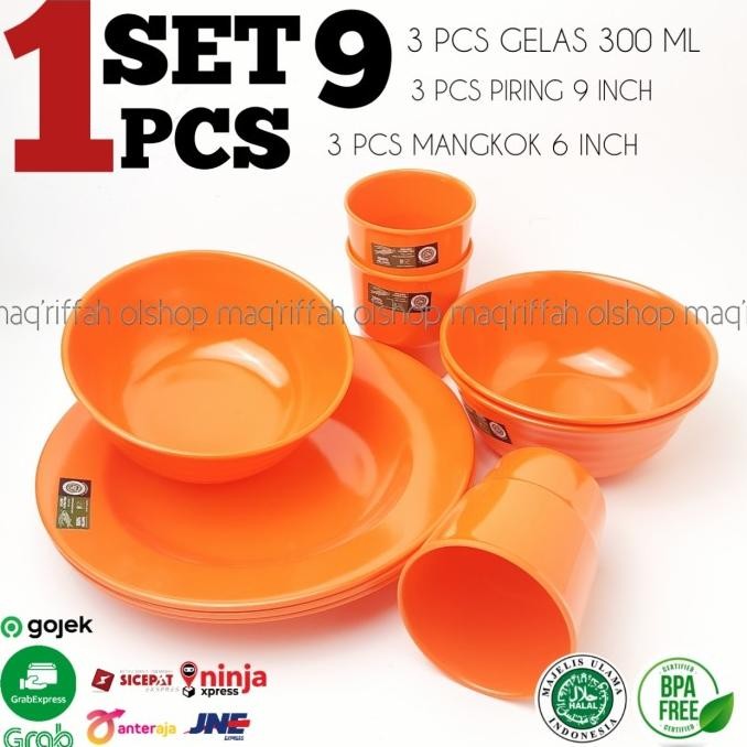 piring makan melamin satu set | piring | mangkok | gelas PS