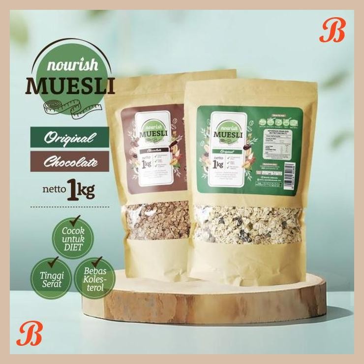 

| NN | BUNDLING NOURISH MUESLI ORIGINAL&CHOCOLATE UKURAN 1KG BEBAS KOLESTEROL