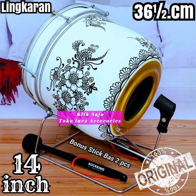 Jual Bas Hadroh Marawis 14 Inch Lingkaran 36 Cm Putih Gold Power Beat