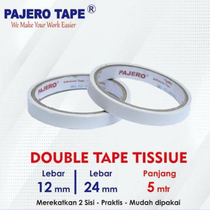 

Double Tape PAJERO 12mm / Doble Tape 1/2 inch / Isolasi Bolak Balik