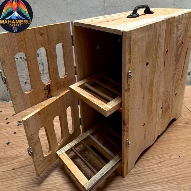 Box Burung Freefly Pet Cargo Kayu Tingkat 2 Susun Parrots