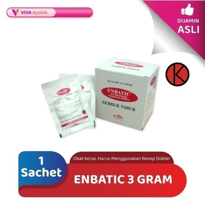 Enbatic 3 Gram / Bacitracin / Neomycin / Infeksi Kulit (1 Sachet)