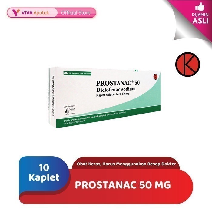 Prostanac 50 mg / Natrium Diklofenak / Nyeri Sendi (10 Kaplet)