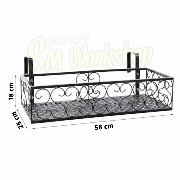 Jual Gantungan Pot Besi Balkon - Rak Gantung Panjang - Model Tempa