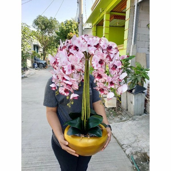 ANGGREK LATEX JUMBO PREMIUM VAS MANGKOK VIBER MEWAH 4 TANGKAI BUNGA
