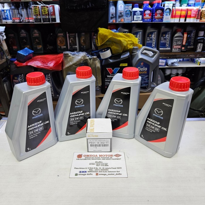 PAKET MAZDA OLI 0W20 4LITER + FILTER OLI MAZDA 2 SKYACTIVE ORIGINAL