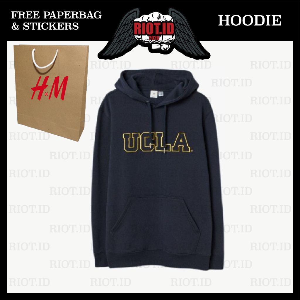 (9.9) Hoodie HM Ucla Navy GRATIS TAS KERTAS Jaket Tag Penuh Sweater Crewneck Pria Wanita Anak Peremp