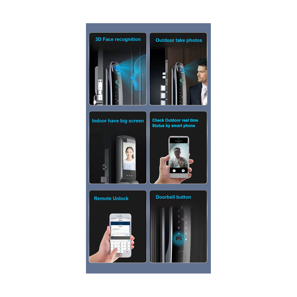 Smart Door Lock 3D Face Recognition Fingerprint Smart App - YS-3D