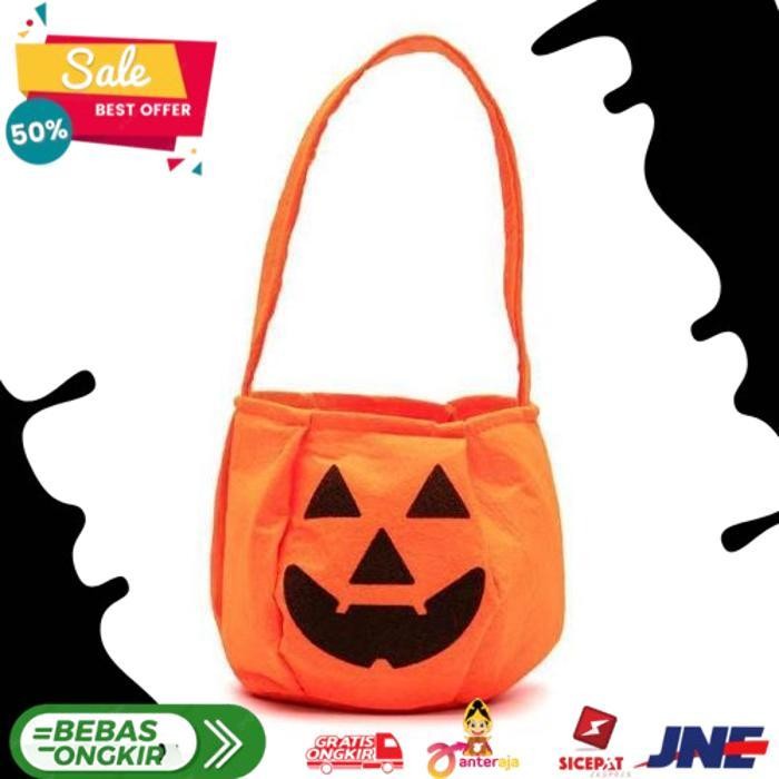 

TODAY TAPB TAS HALLOWEEN PUMPKIN LABU TRICK OR TREAT GOODIE BAG FLANEL ECOS