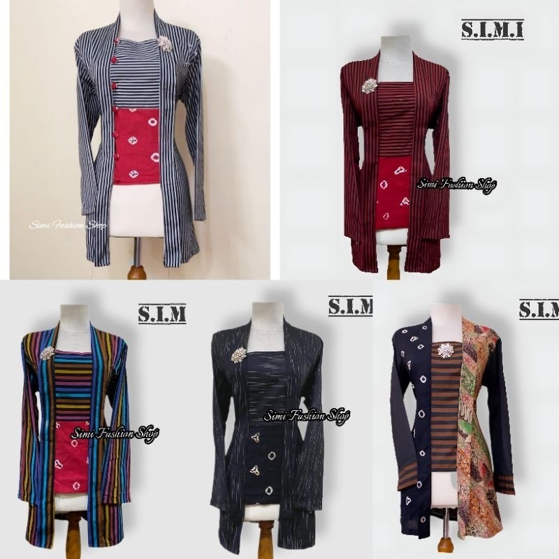 Kebaya Jawa SIMIFASHION Atasan Kebaya Kutu baru Motif Lurik Mix Jumputan Original Ready panjang dan