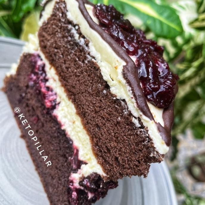 

Low Carb Gluten Free KETO CHERRY BLACK FOREST CAKE SLICE