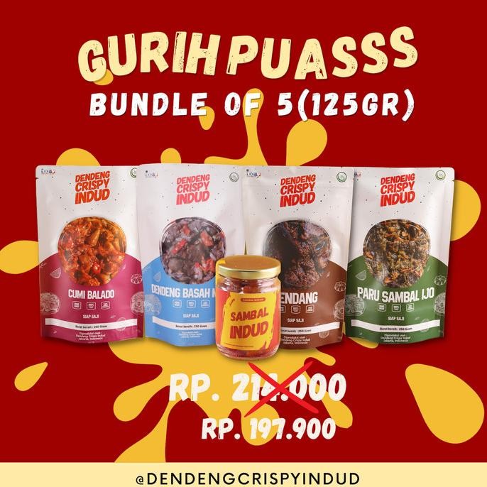

Gurih Puas Indud Isi 5 - Sambal+Cumi+Rendang+Paru+Dendeng Matah