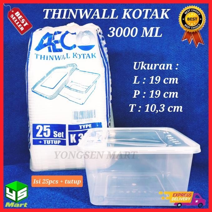 THINWALL AECO KOTAK 3000 ML KOTAK PLASTIK TEMPAT MAKANAN MICROWAVE 2010T