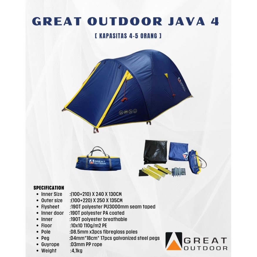 SALE TENDAKI Tenda Camping Tendaki Arundaya 4+ Air, Kapasitas 4 Orang