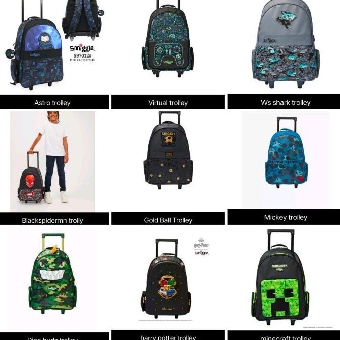 Smiggle trolley Backpack Boy -Girl/Tas Koper anak Cewek-cowok/Kado YN7