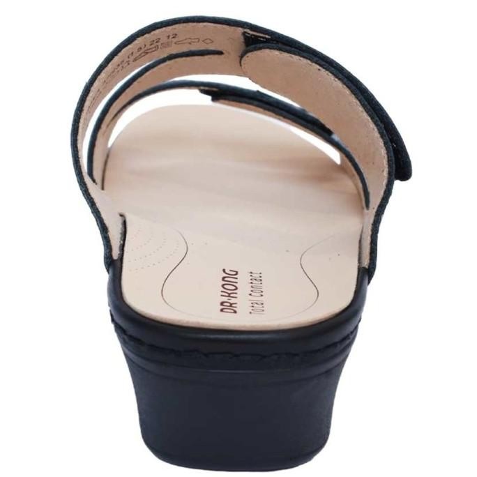 Sandal Kesehatan Kaki Kasual DR KONG 8000394 Black Leather Microfiber GTM