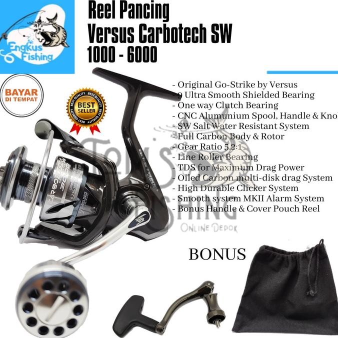 Reel Pancing Versus Carbotech SW Terbaru 1000 - 6000 (9 Bearing) Murah