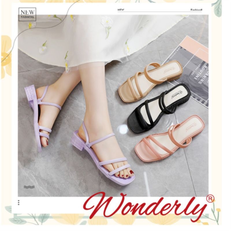 Wedges Wanita Terbaru 713-1 [WONDERLY] Sandal Sepatu Wedges Wanita Sandal Slop Jelly Karet Sandal