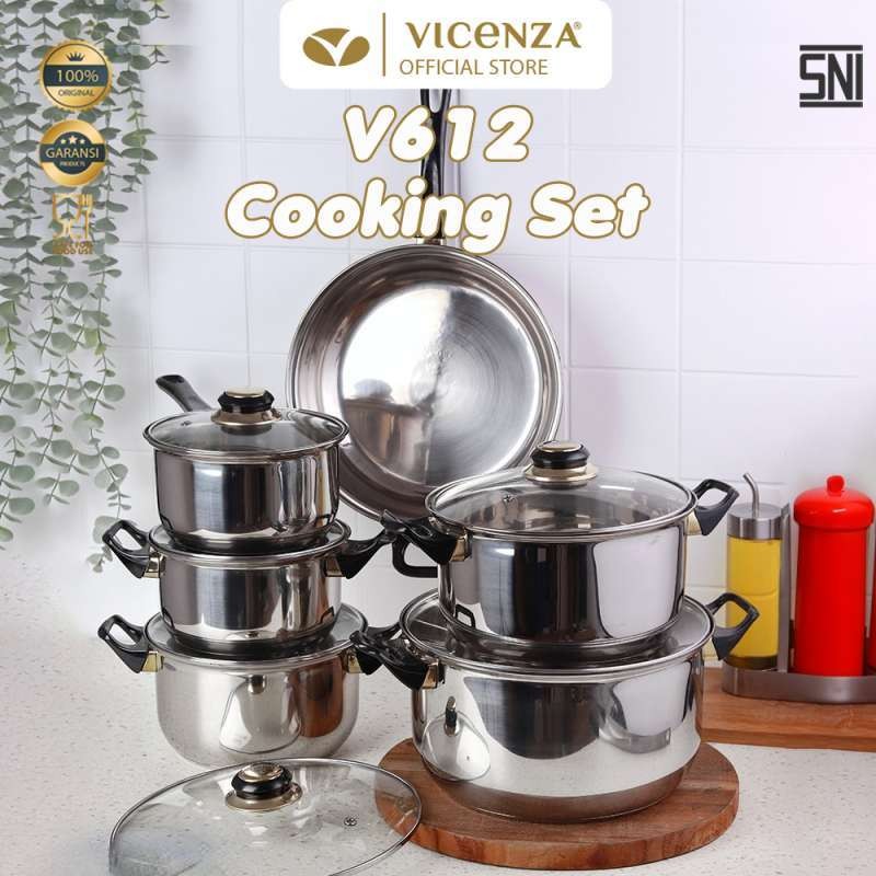 Vicenza V612 Cookware Set Peralatan Masak Memasak Panci Wajan *