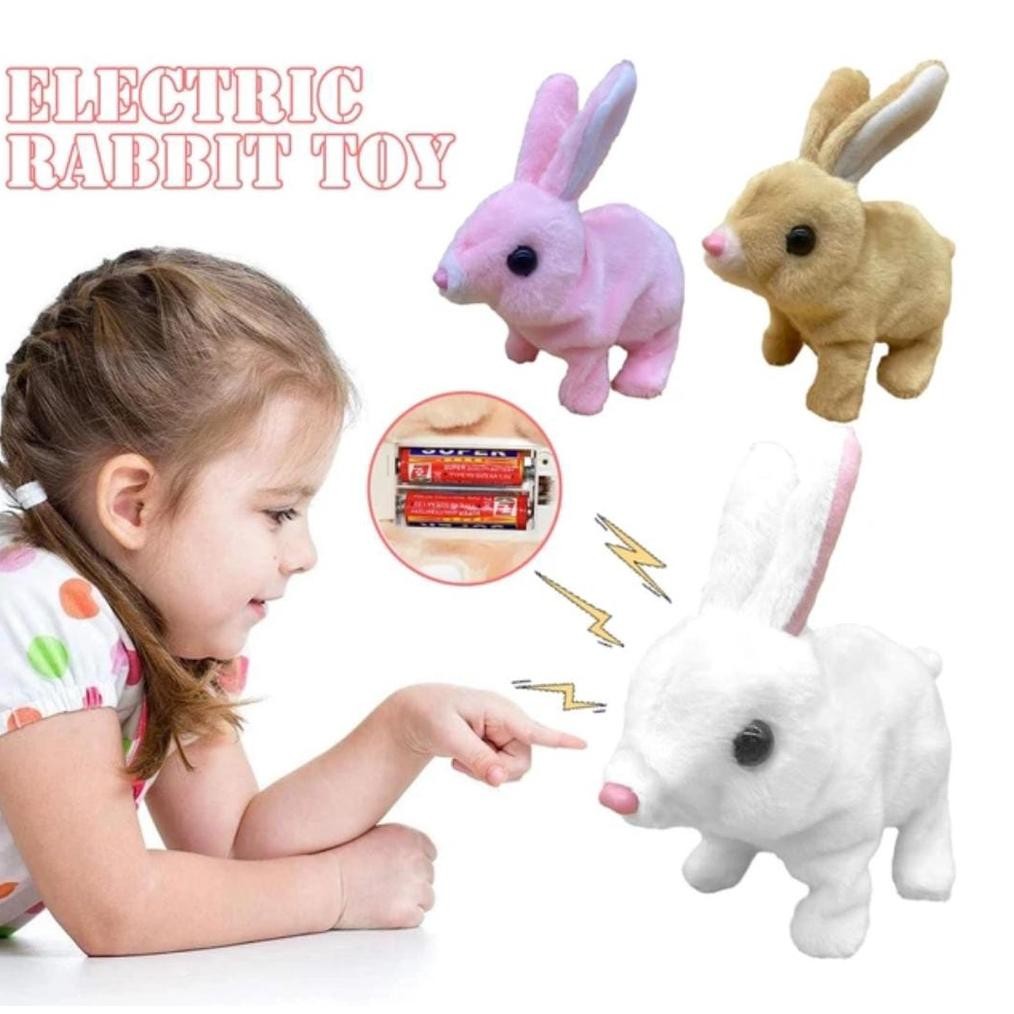 Baru Boneka kelinci bulu bisa jalan Mainan Anak Boneka kelinci Lucu Berjalan - Mainan Edukasi Kelinc