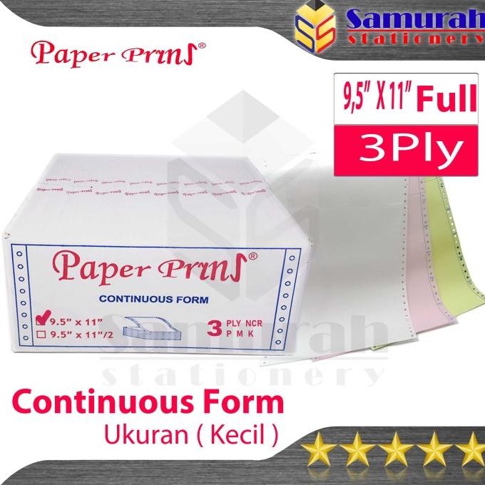 

BEBAS ONGKIR - Kertas Continuous Form Paper Prins 9,5 x 11 full Atau Bagi 2 / K 3 Ply