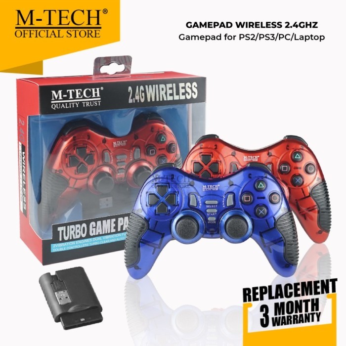 Terlaris Turbo Wireless Controller Stik Joystick Gamepad PS2 PC Laptop MTECH SALE